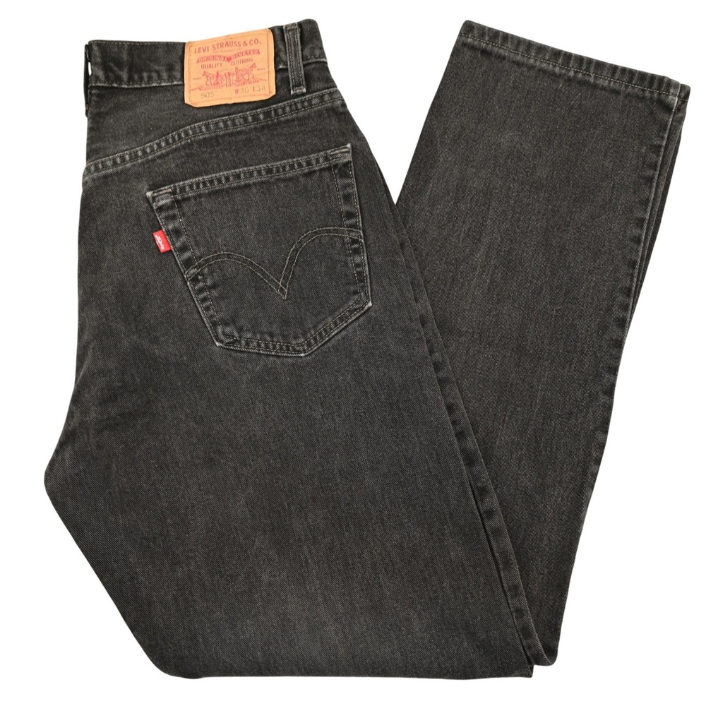 100% Cotton Levi's Men VTG 505 Regular Black Denim Jeans 36x34 Made in Canada